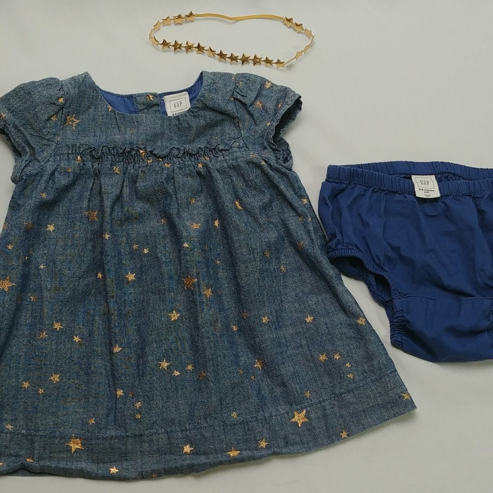 Baby Gap 2pc Dress set w Matching Headband 3-6m